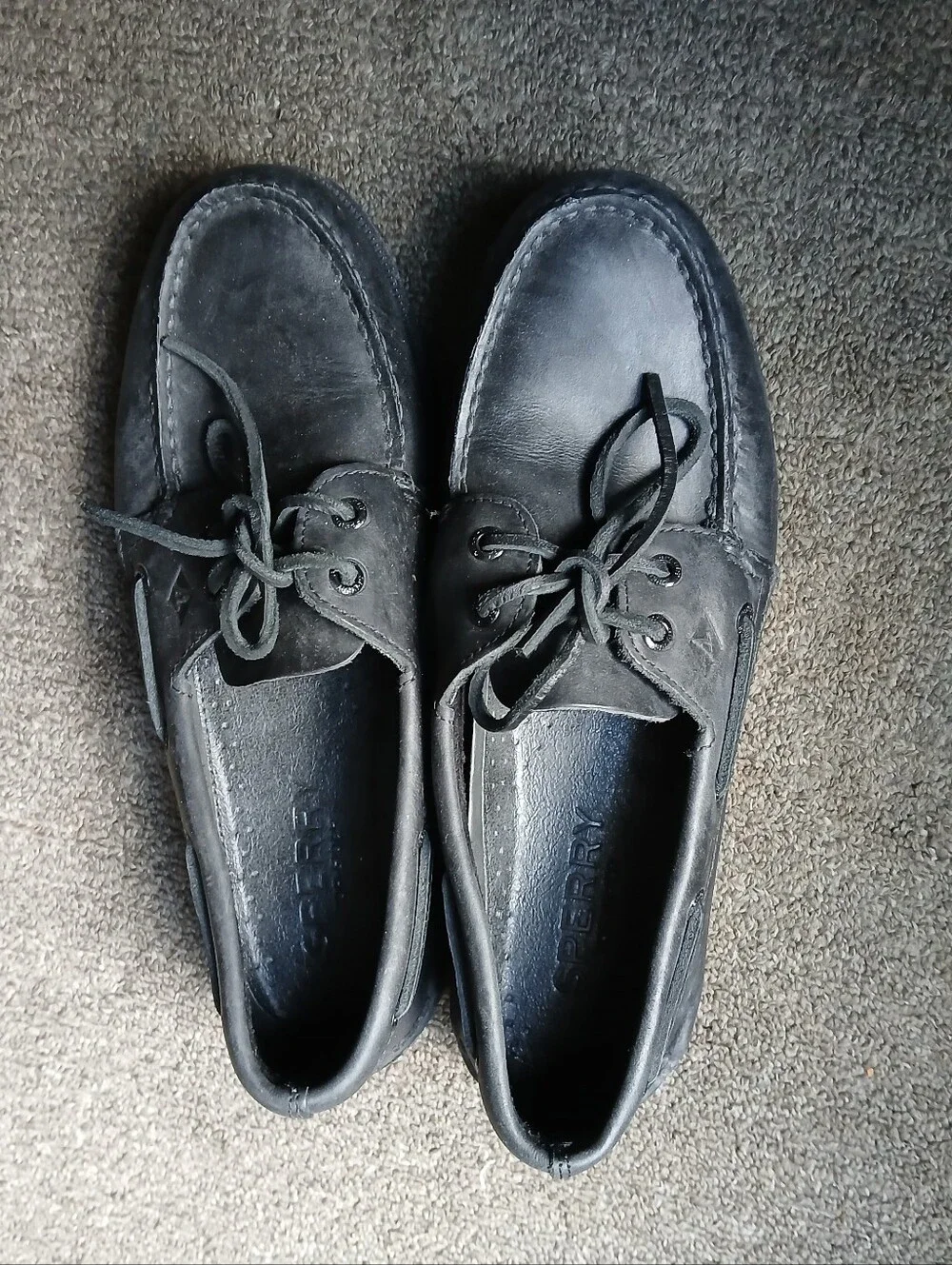Sperry Top Siders Men's Black Leather Boat Shoes Size 9M